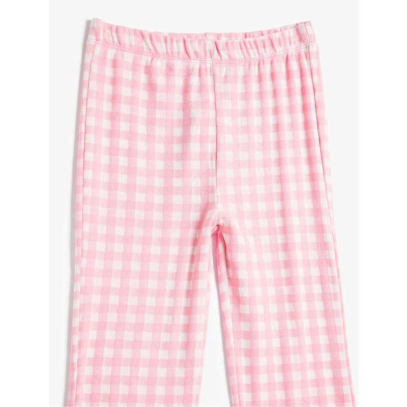 Koton Flare Trousers Gingham Elastic Waist