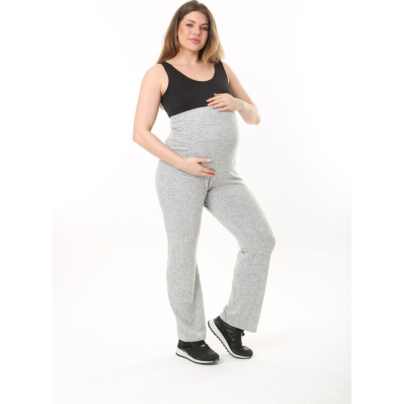 Şans Women's Plus Size Gray Tube Cuff Maternity Trousers