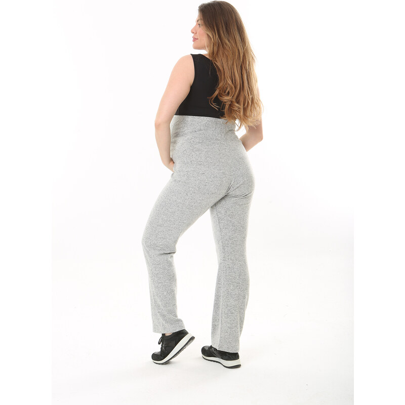 Şans Women's Plus Size Gray Tube Cuff Maternity Trousers