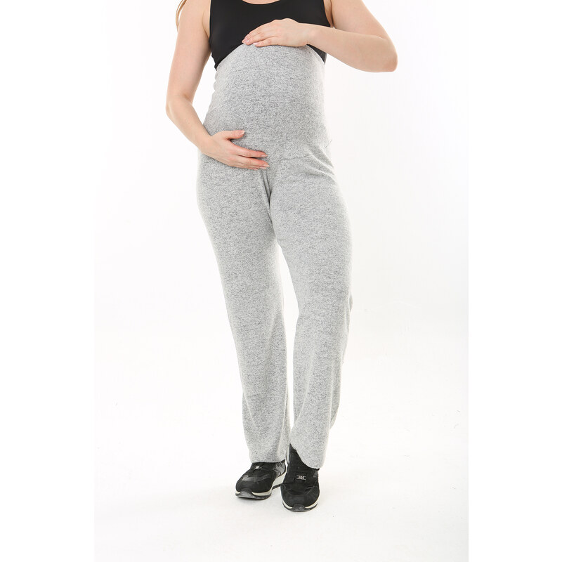 Şans Women's Plus Size Gray Tube Cuff Maternity Trousers