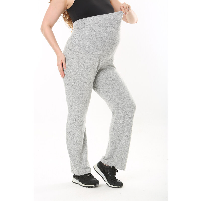 Şans Women's Plus Size Gray Tube Cuff Maternity Trousers