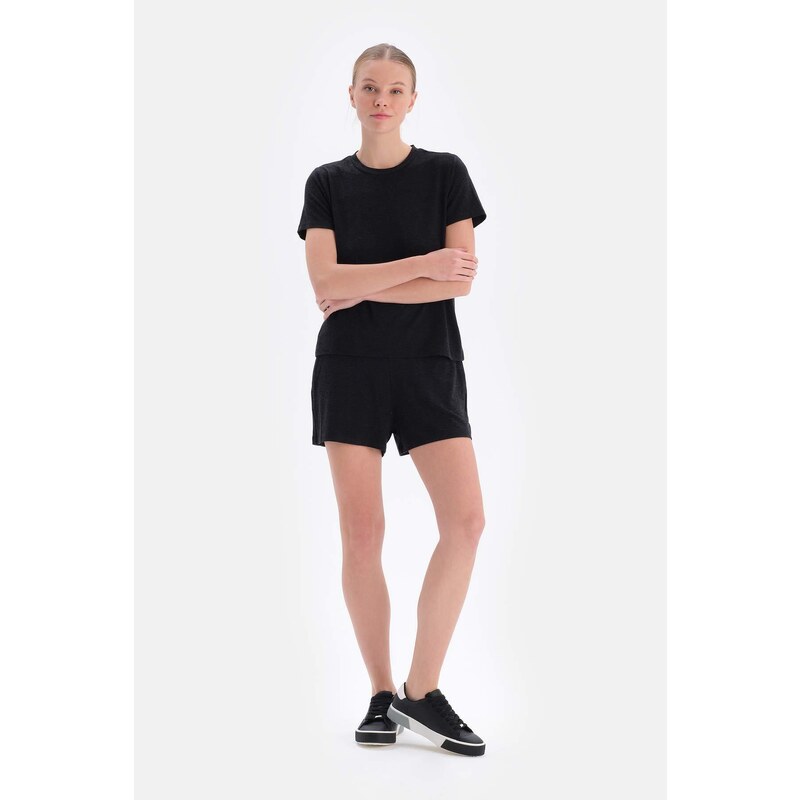 Dagi Black Soft Touch Basic Shorts