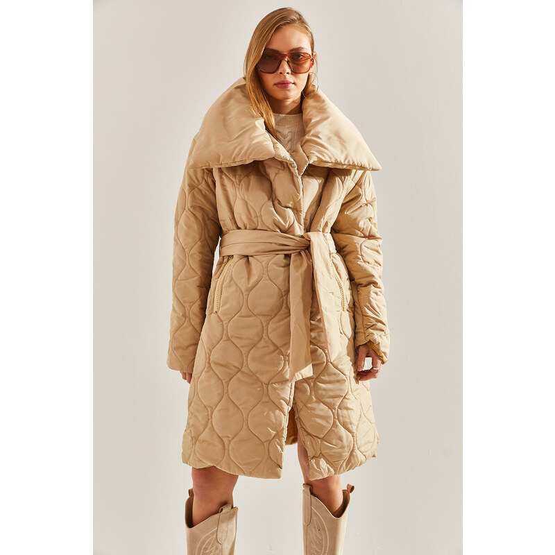 Bianco Lucci Women's Metal Button Quilted Oversize Down Coat