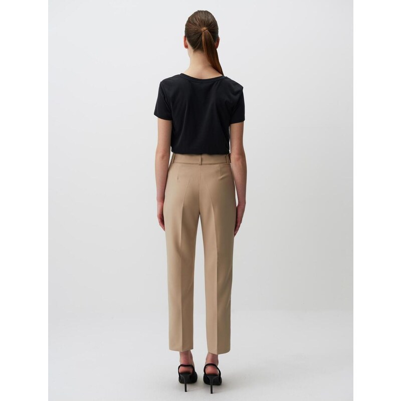 Jimmy Key Mink High Waist Belted Fabric Trousers