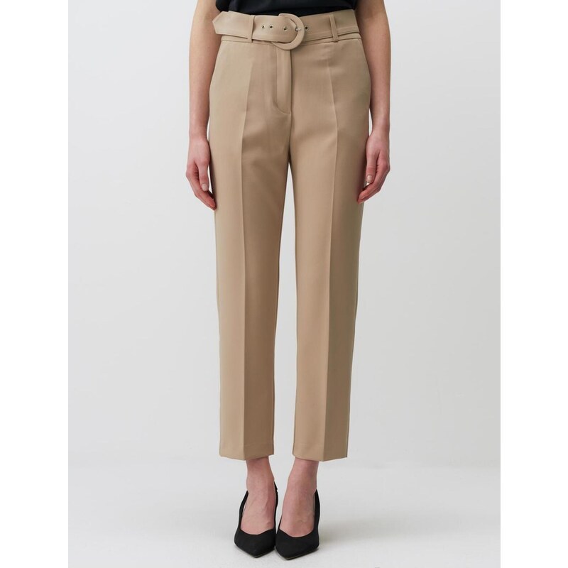 Jimmy Key Mink High Waist Belted Fabric Trousers