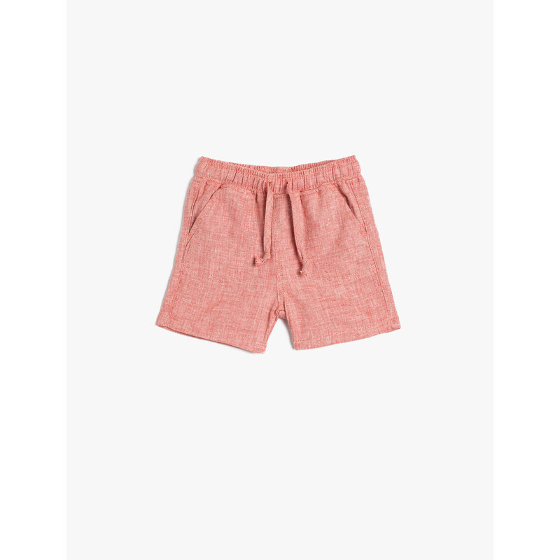 Koton Linen Shorts with Tie Waist Pockets