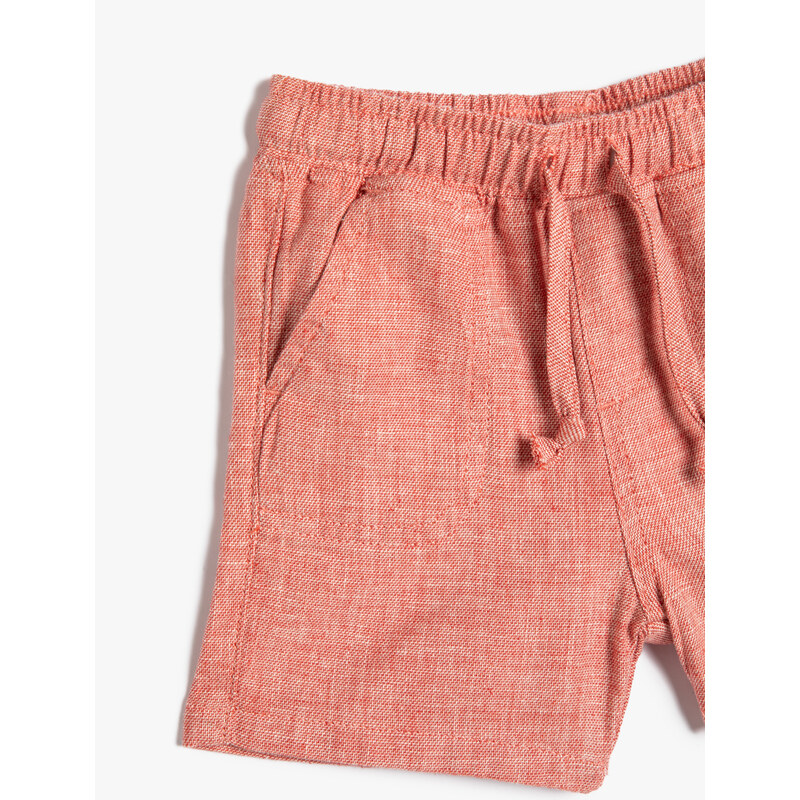 Koton Linen Shorts with Tie Waist Pockets