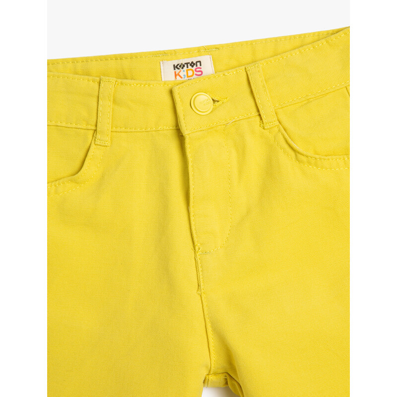 Koton Chino Shorts with Adjustable Elastic Waist Pockets Cotton