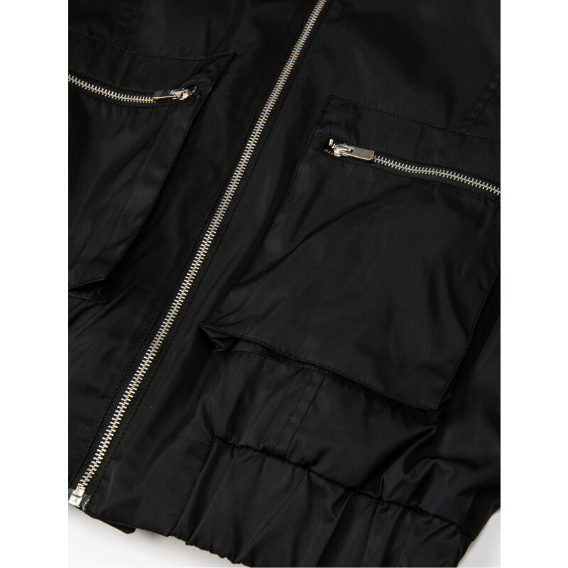 Koton Bomber Jacket Zipper High Neck Pocket