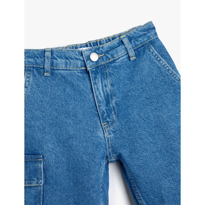 Koton Pocket Cotton Cargo Denim Shorts