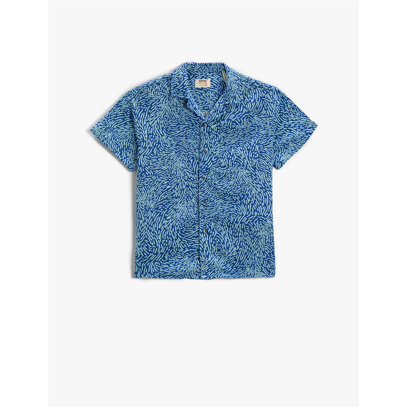 Koton Patterned Short Sleeve Shirt Oversize With Pocket