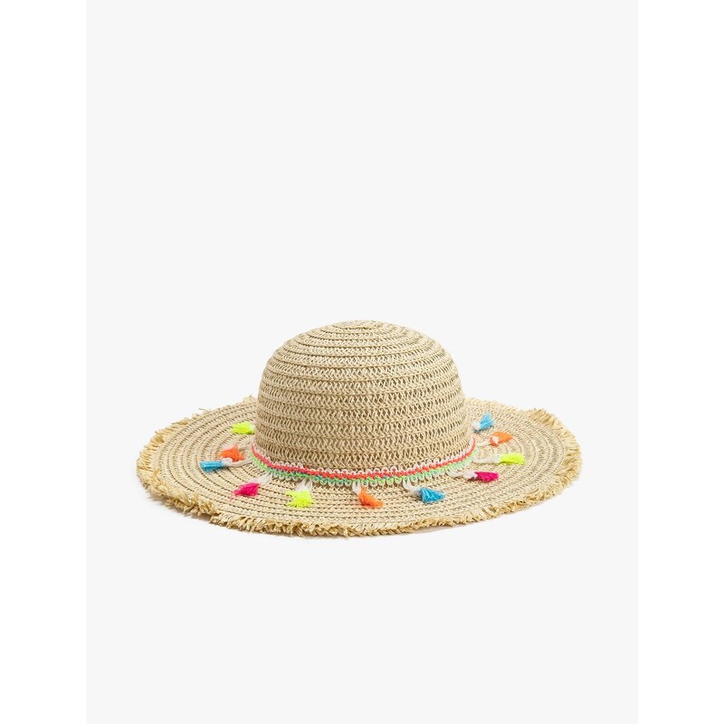 Koton Straw Hat with Pompom Detail