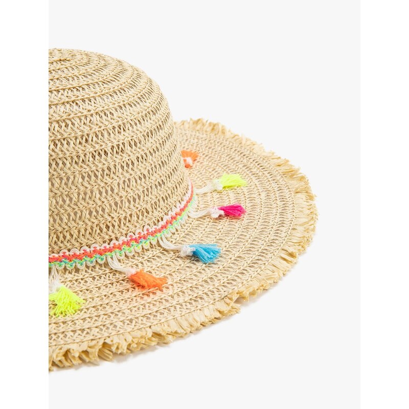 Koton Straw Hat with Pompom Detail