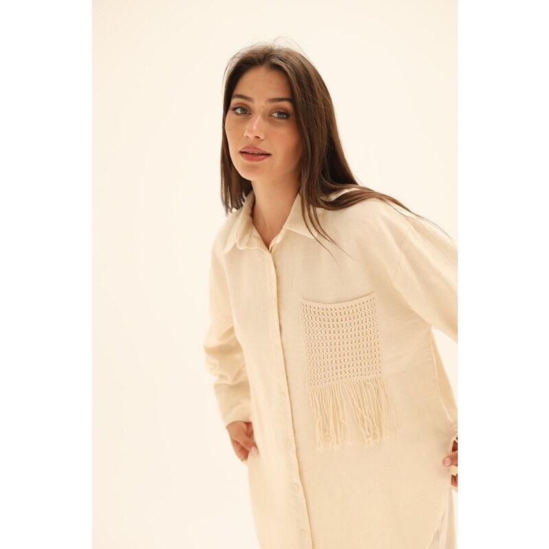 Laluvia Pocket Oversize Shirt Natural