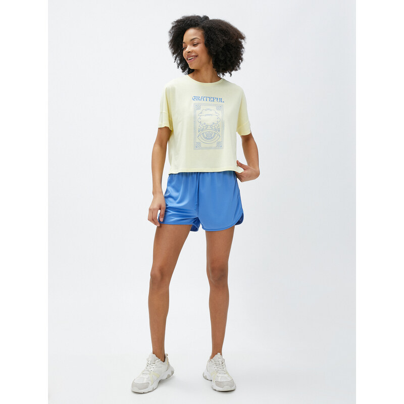 Koton Crop Yoga T-Shirt Printed Modal Blend