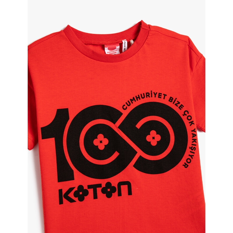 Koton T-Shirt Cotton Printed Short Sleeve Cotton