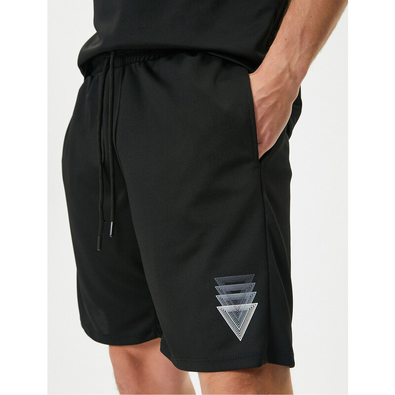 Koton Sports Shorts Geometric Printed Laced Waist Pocket Detailed