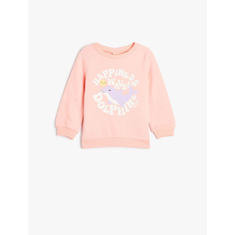 Koton Sweatshirt Dolphin Printed Long Sleeve Crew Neck Cotton