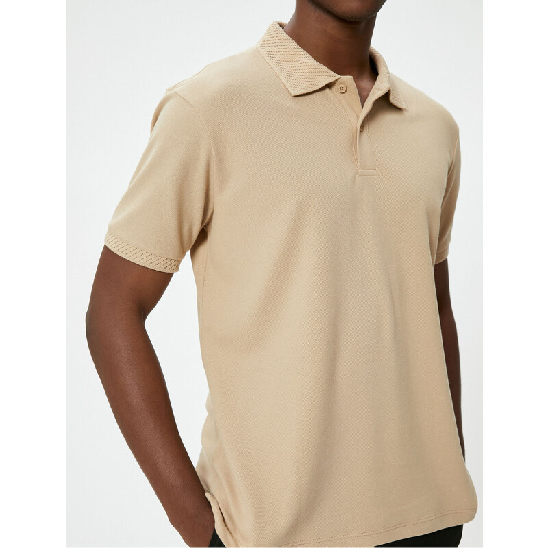 Koton Collar T-Shirt Buttoned Slim Fit Short Sleeve
