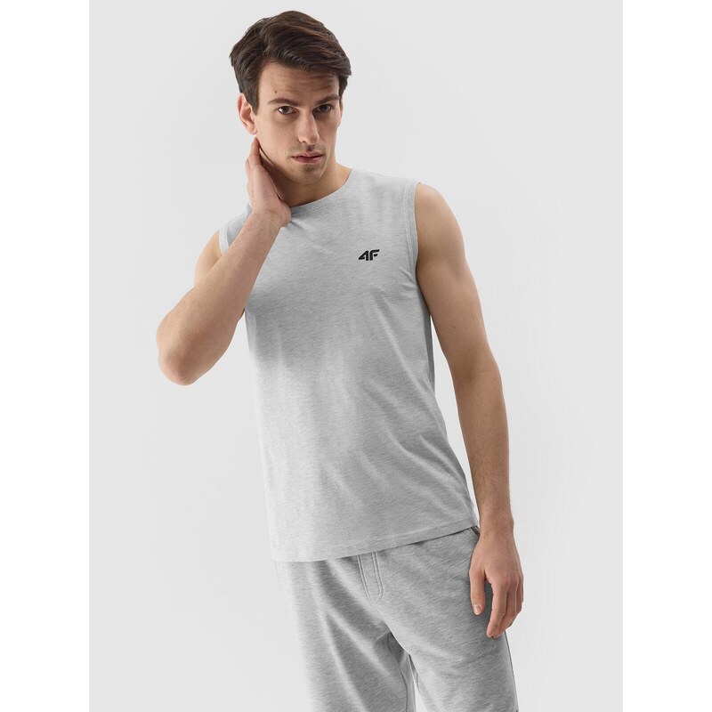 4F Pánský hladký tank top regular - šedý