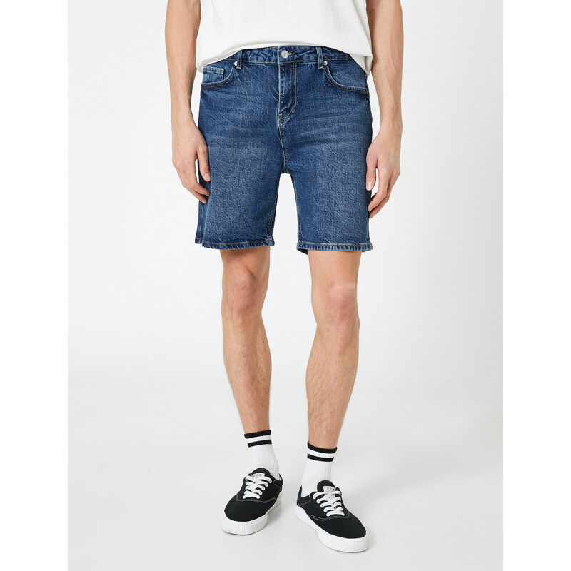 Koton Oversized Denim Shorts With Pocket Detail Buttoned Cotton