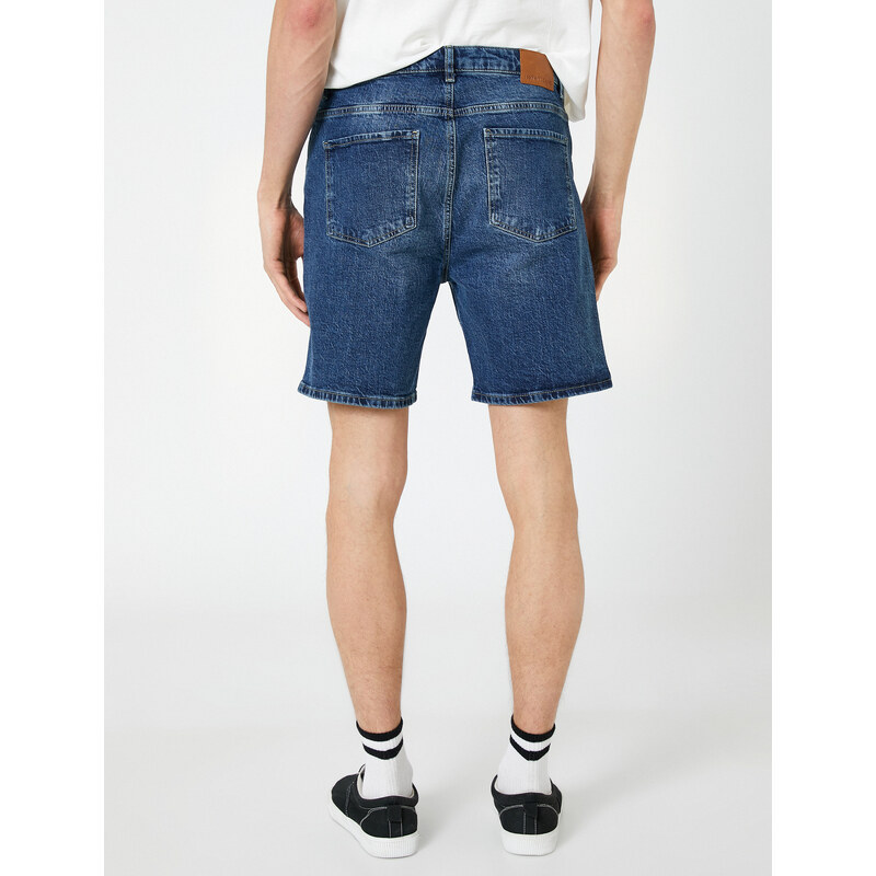 Koton Oversized Denim Shorts With Pocket Detail Buttoned Cotton