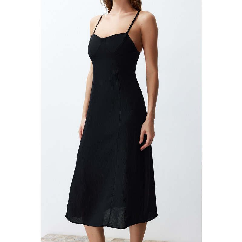 Trendyol Black A-line Midi Strap Woven Dress