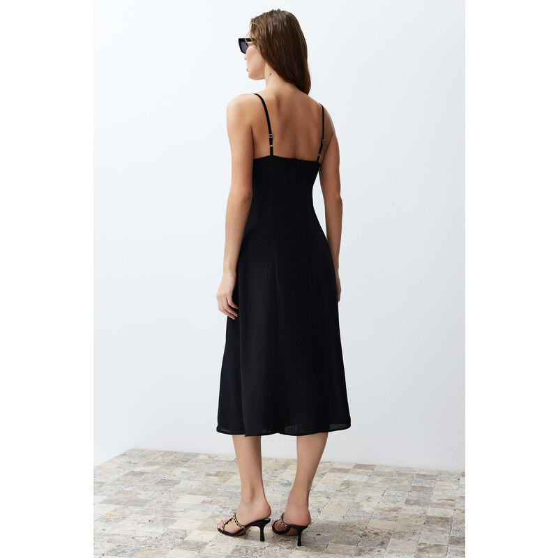 Trendyol Black A-line Midi Strap Woven Dress