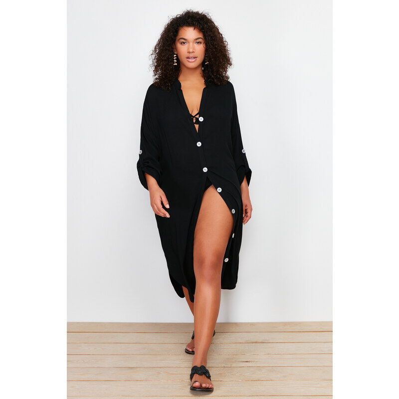 Trendyol Curve Black Woven Beach Dress