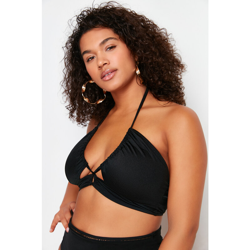 Trendyol Curve Black Tie Detailed Slimming Effect Bikini Top