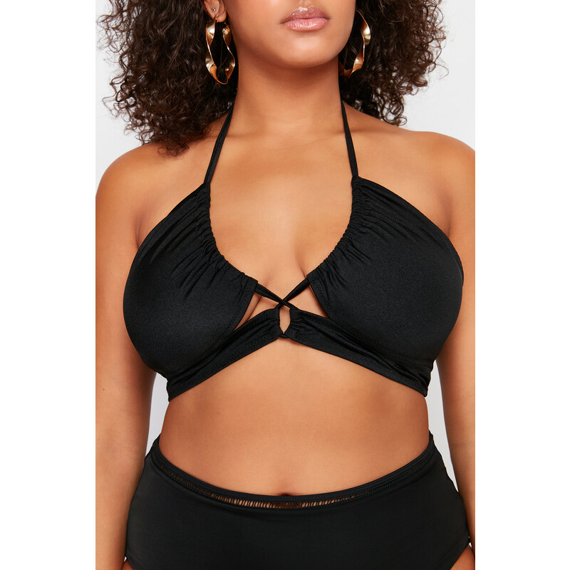 Trendyol Curve Black Tie Detailed Slimming Effect Bikini Top