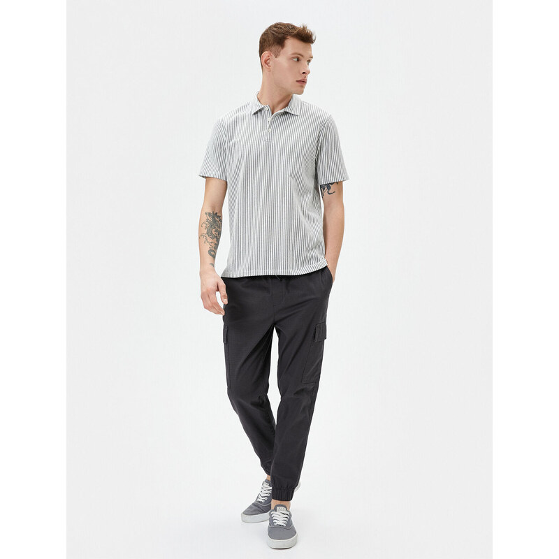 Koton Polo Neck T-Shirt Short Sleeve Button Detailed