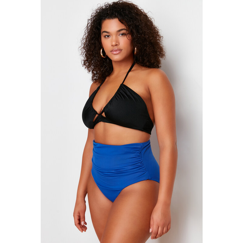 Trendyol Curve Navy Blue High Waist Corset Slimming Effect Bikini Bottom