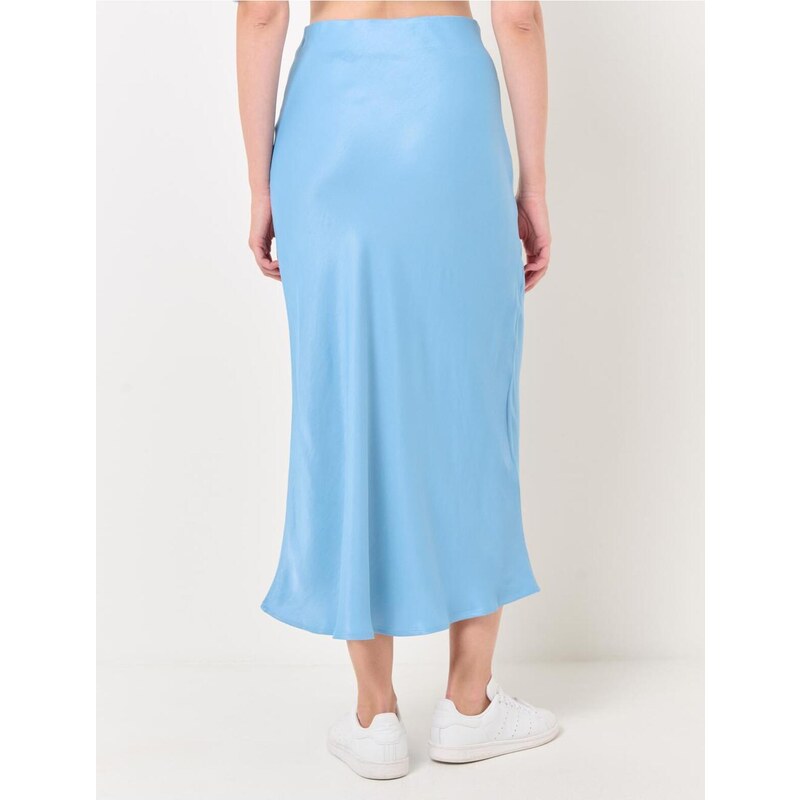 Jimmy Key Blue Normal Waist Satin Midi Skirt