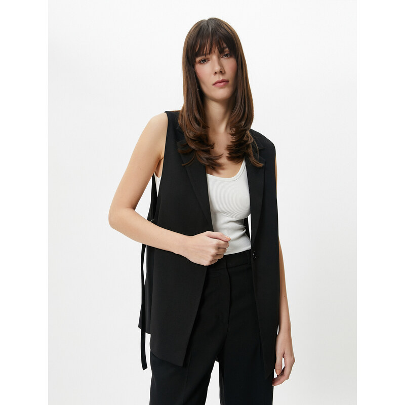 Koton Vest with Open Side Buttons Buckle Detail