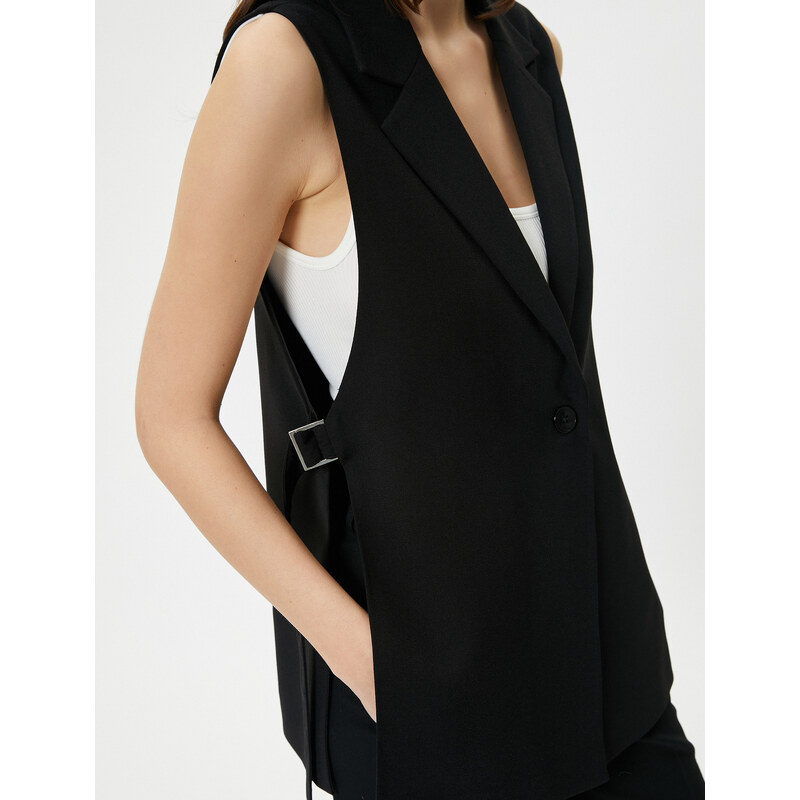 Koton Vest with Open Side Buttons Buckle Detail