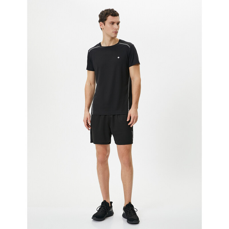 Koton Sports Shorts Lace-Up Waist Slogan Printed With Pocket.