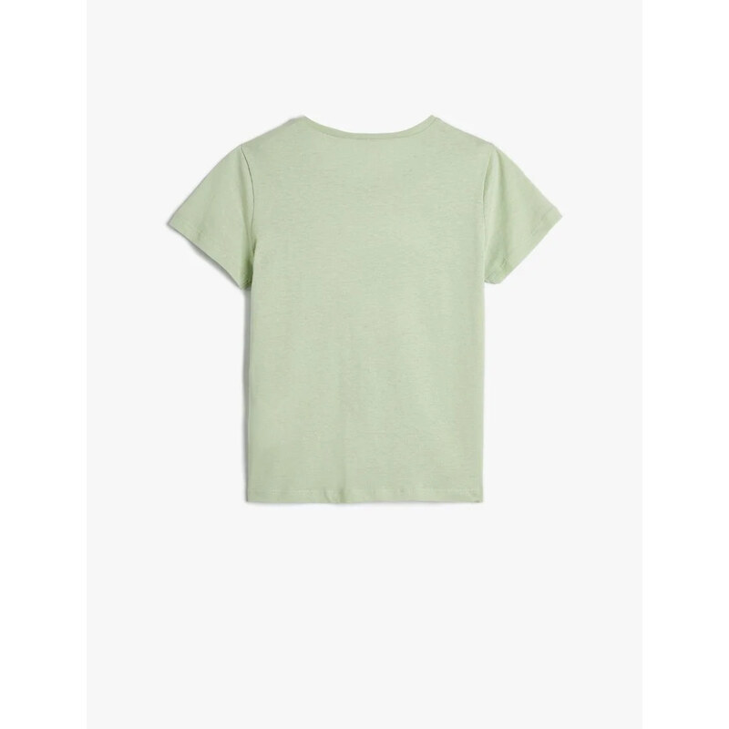 Koton Parrot T-Shirt Sequin Sequined Short Sleeve Cotton