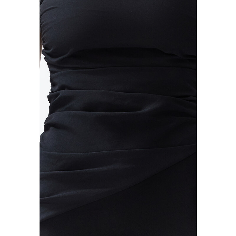 Trendyol Black Body-Sitting Woven Long Evening Dress