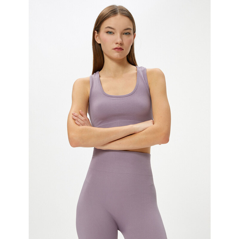 Koton Sports Bra Seamless U-Neck Ribbed Slim Fit