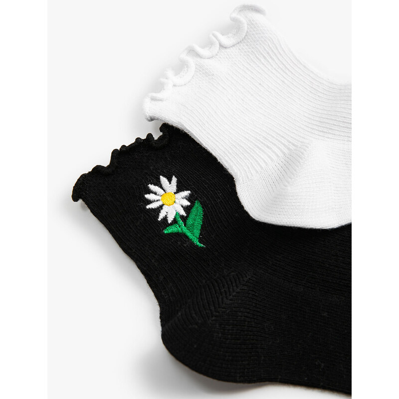 Koton Set of 2 Socks Floral Embroidered Cotton