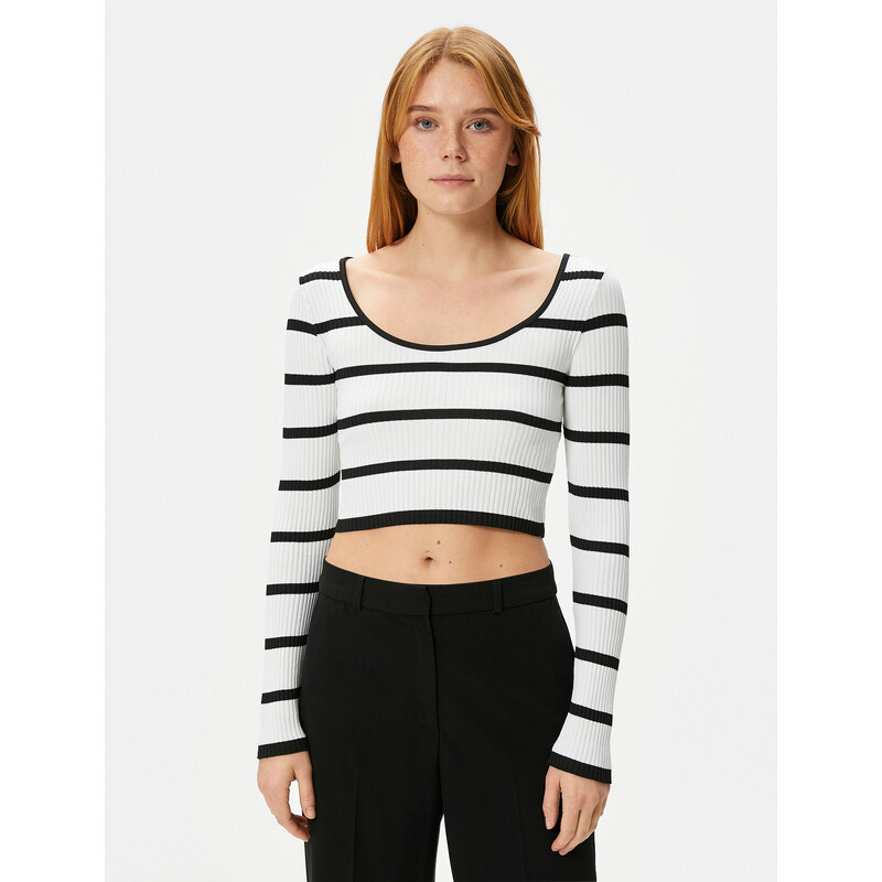 Koton U Neck Ribbed Crop Knitwear Sweater