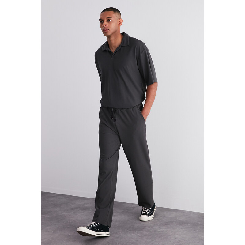 Trendyol Limited Edition Smoked Comfort/Wide Leg Textured Hidden Lace Up Wrinkle-Free Sweatpants