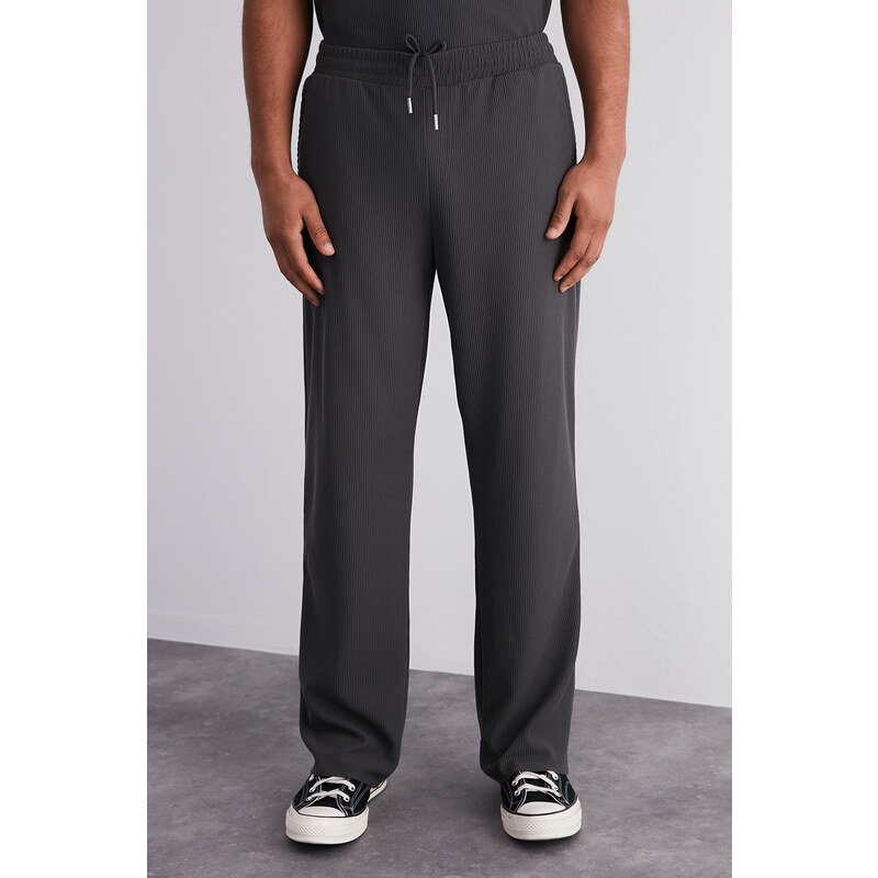 Trendyol Limited Edition Smoked Comfort/Wide Leg Textured Hidden Lace Up Wrinkle-Free Sweatpants