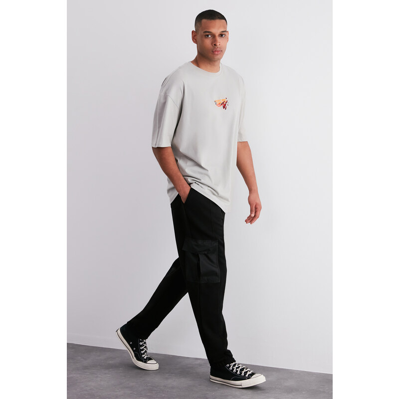 Trendyol Black Oversize/Wide-Fit Cargo Pocket Elastic Cuff Sweatpants