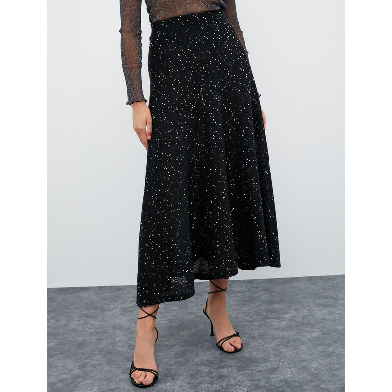 Melis Ağazat X Koton - Sequined Flared Midi Skirt