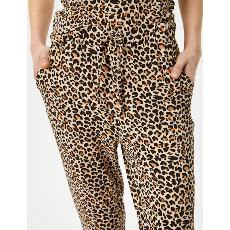 Koton Leopard Patterned Pajamas Bottom Tie Waist Pocket