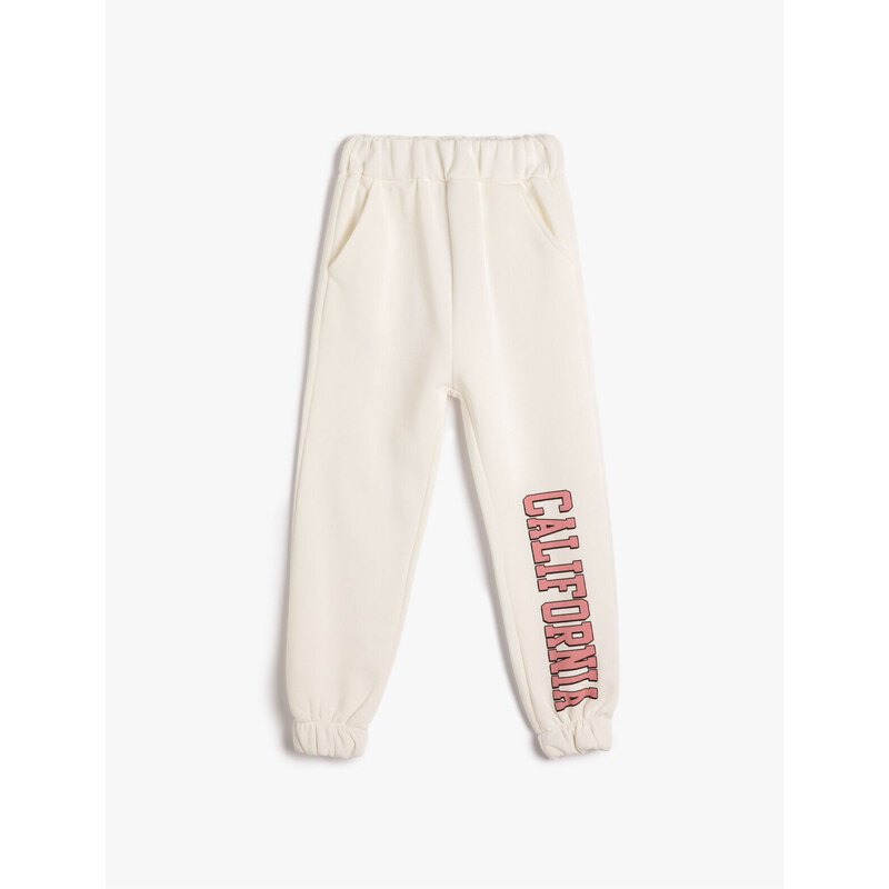 Koton Jogger Sweatpants with Elastic Waist, Print Detailed, Pockets.