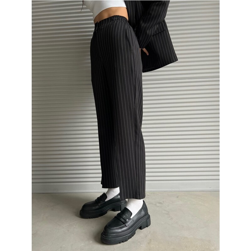 Laluvia Black Stripe Detailed Trousers