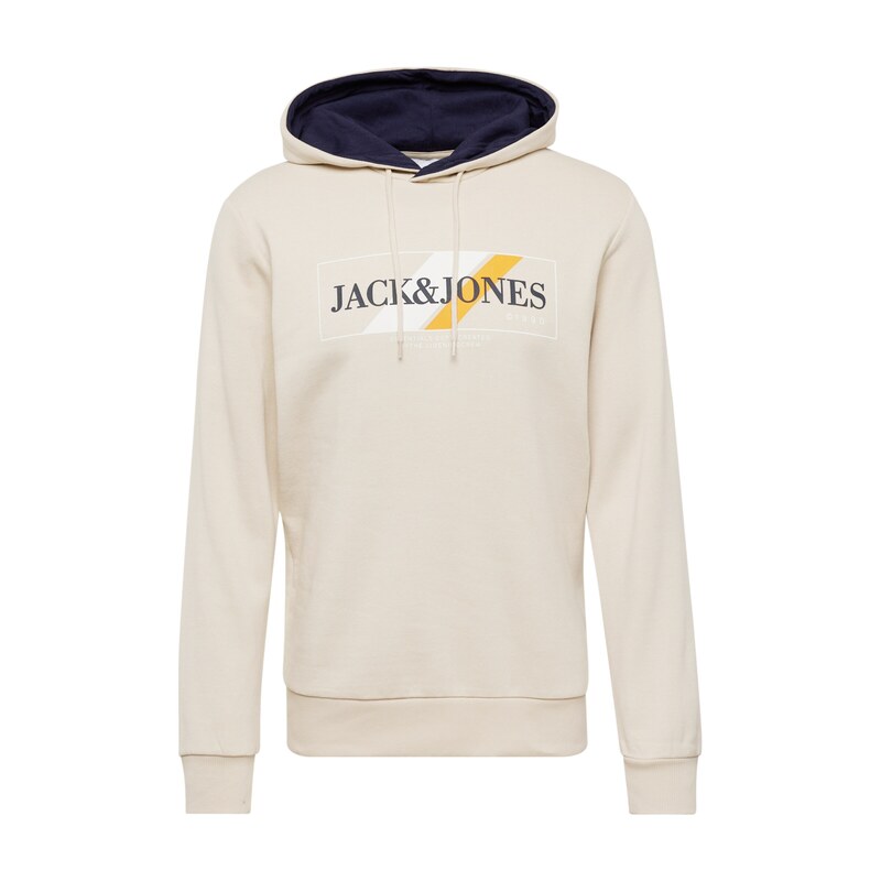 JACK & JONES Mikina JJLoof světle béžová / šafrán / černá / bílá